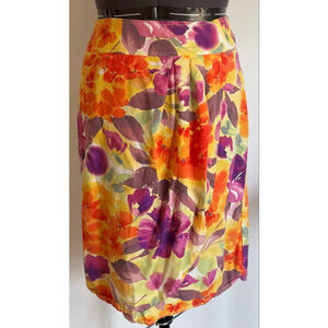 Women's Christopher & Banks Floral Skirt Size 10 Yellow Orange